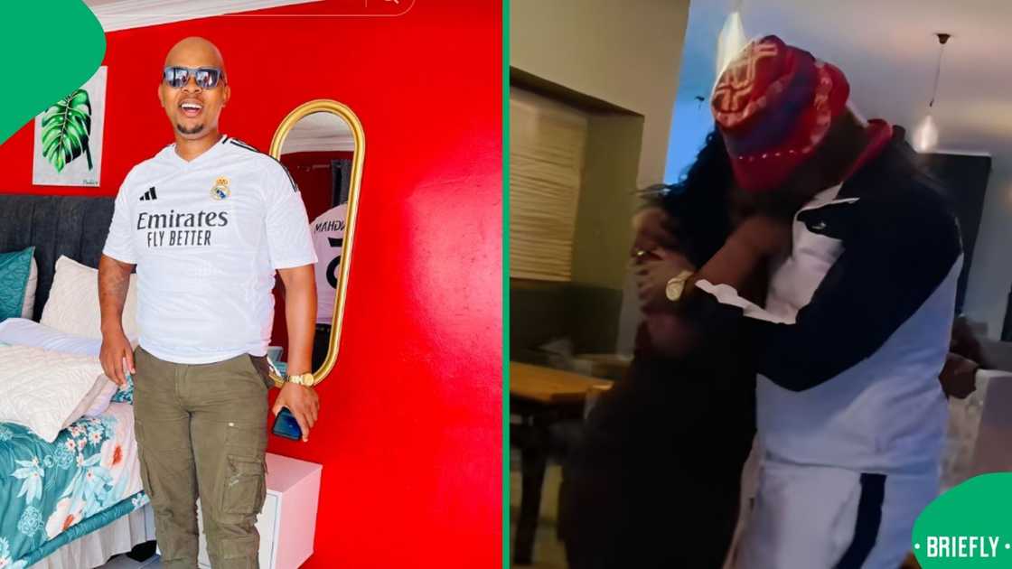 The father and daughter shared a long hug as family members watched the emotional reunion from the table The father and daughter shared a long hug as family members watched the emotional reunion from the table