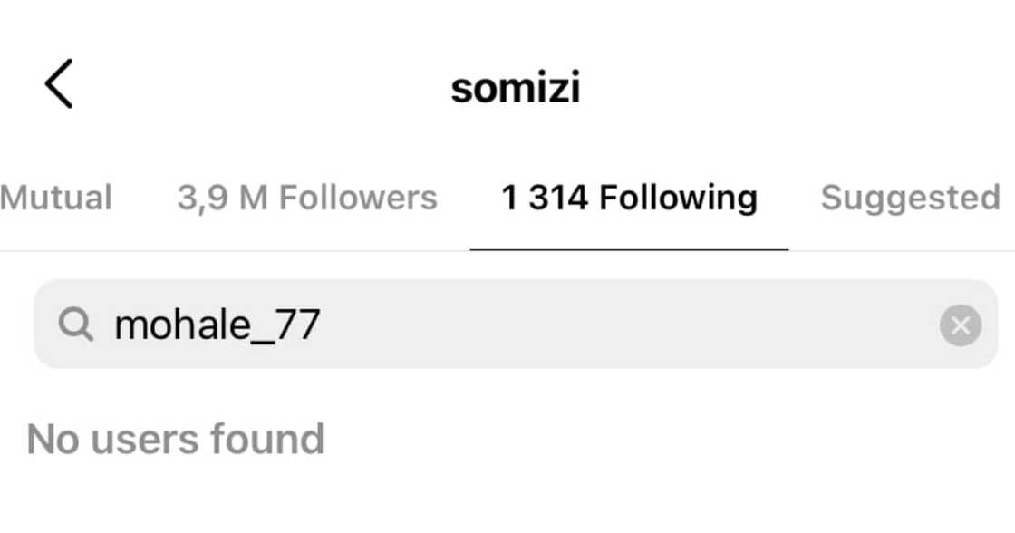 Somizi Mhlongo unfollows estranged husband Mohale Motaung on social media Somizi Mhlongo unfollows estranged husband Mohale Motaung on social media