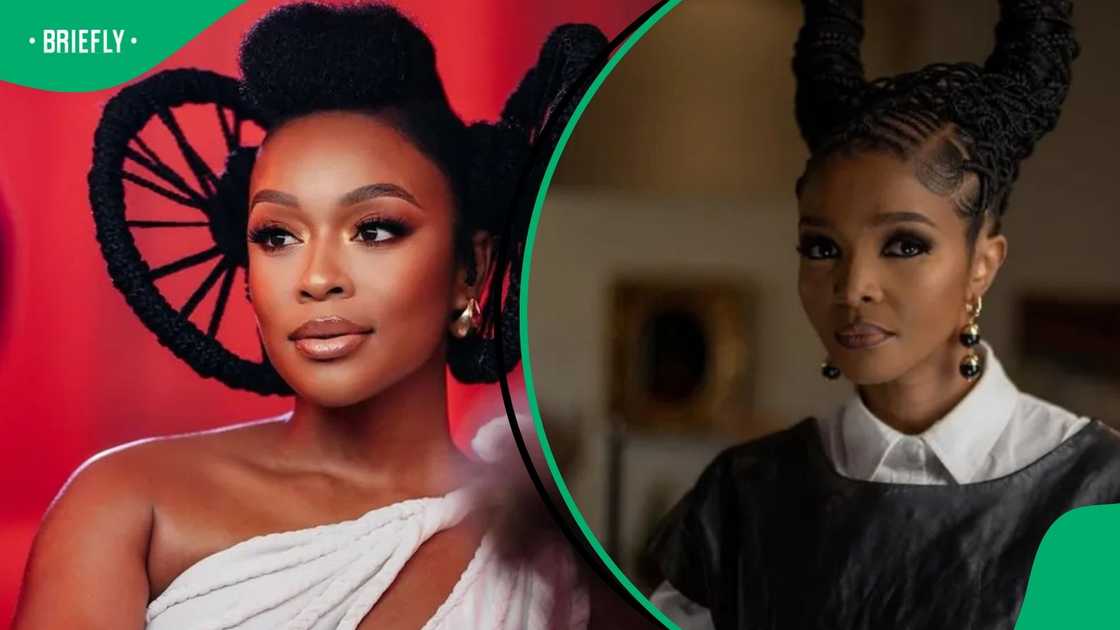 Nomzamo Mbatha was accused of stealing Simphiwe's hair ideas. Nomzamo Mbatha was accused of stealing Simphiwe's hair ideas.