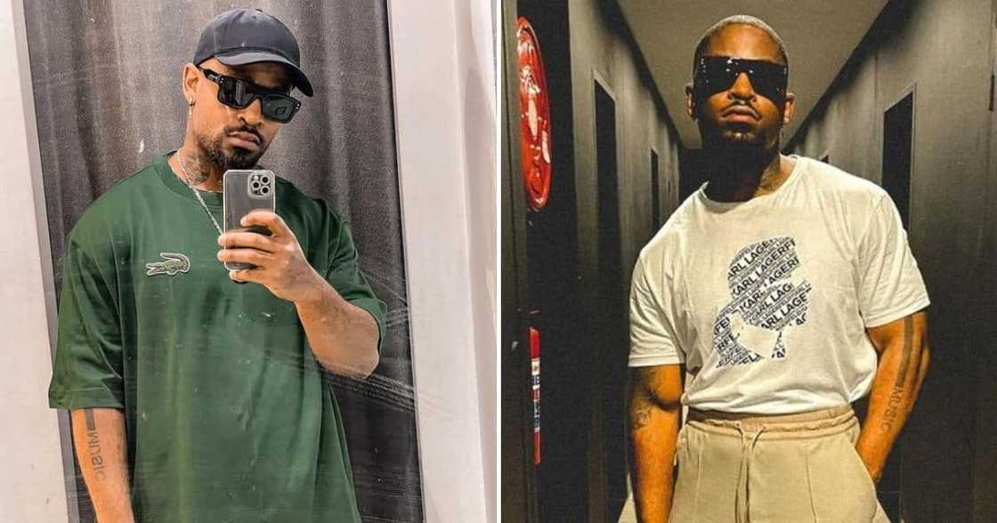 Prince Kaybee showed off his muscles on Twitter. Prince Kaybee showed off his muscles on Twitter.