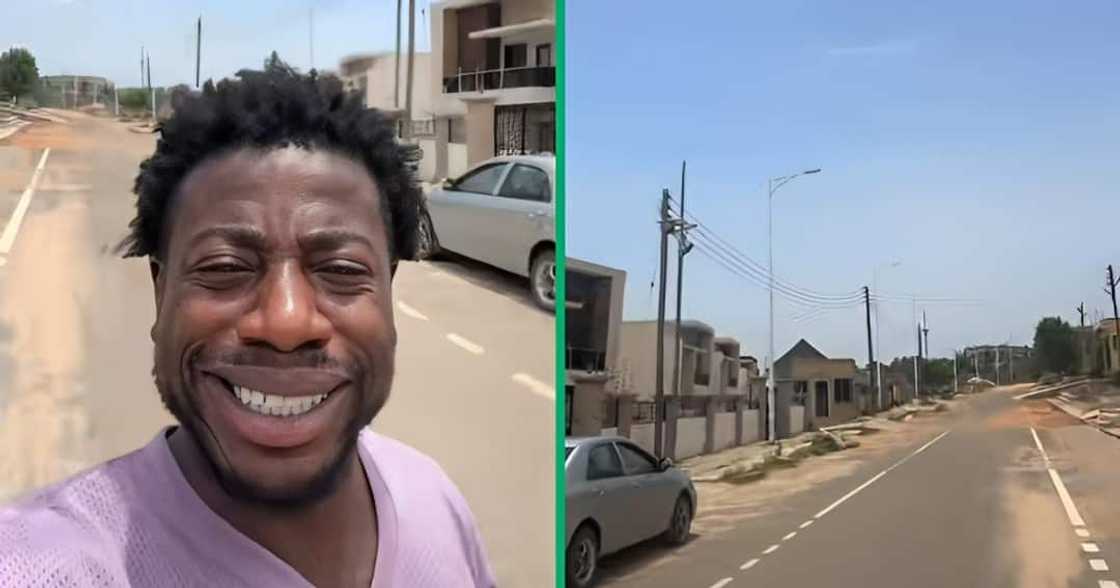 A content creator showed beautiful houses in a neighbourhood in Ghana A content creator showed beautiful houses in a neighbourhood in Ghana