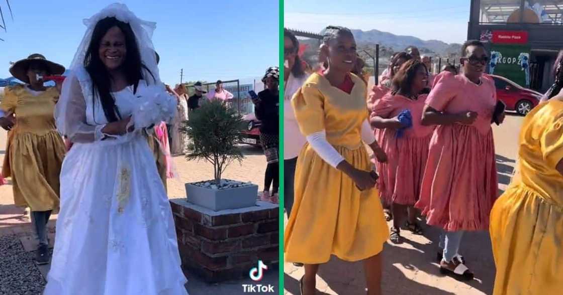 A bride danced with her bridemaids A bride danced with her bridemaids