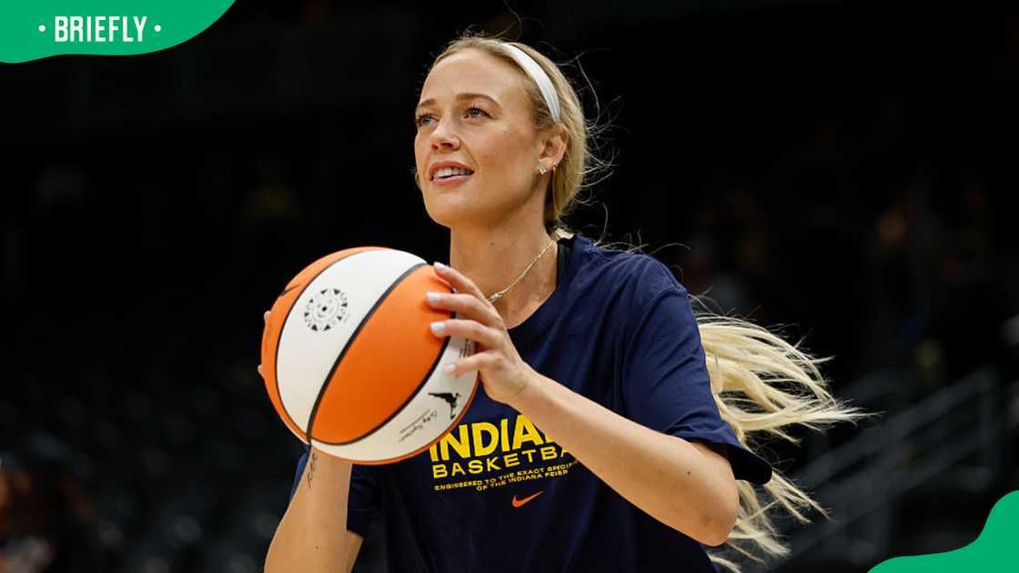 Sportswoman Sophie Cunningham at a match between the Indiana Fever and the Seattle Storm in 2025 Sportswoman Sophie Cunningham at a match between the Indiana Fever and the Seattle Storm in 2025