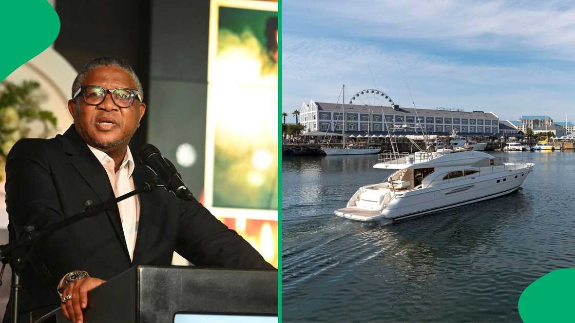 Fikile Mbalula's arrival at Robben Island via yacht drew a lot of criticism. Fikile Mbalula's arrival at Robben Island via yacht drew a lot of criticism.