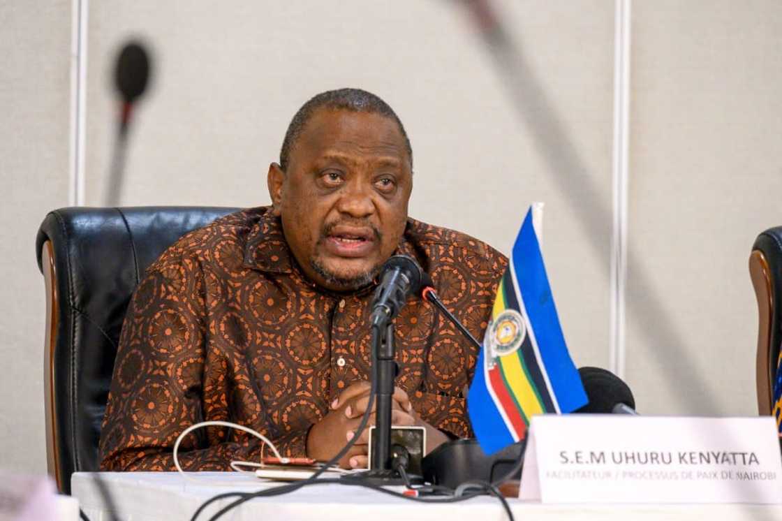 Former Kenyan president Uhuru Kenyatta held a press conference in Kinshasa ahead of his visit to Goma Former Kenyan president Uhuru Kenyatta held a press conference in Kinshasa ahead of his visit to Goma