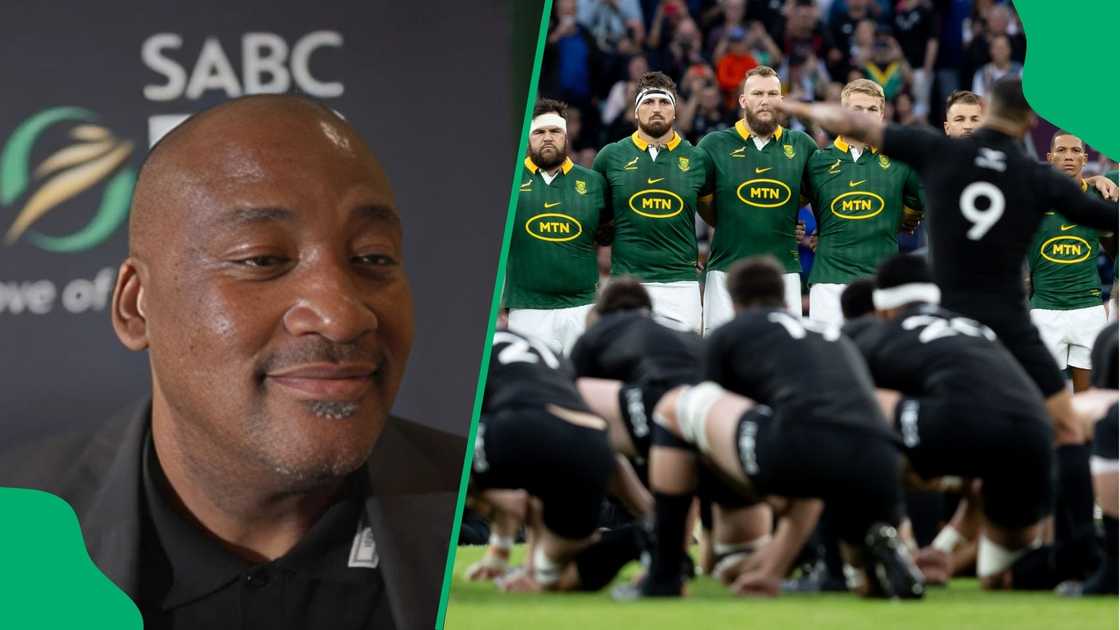 Sports Minister Gayton McKenzie heralds SABC broadcast partnership for Springboks and All Blacks clash Sports Minister Gayton McKenzie heralds SABC broadcast partnership for Springboks and All Blacks clash