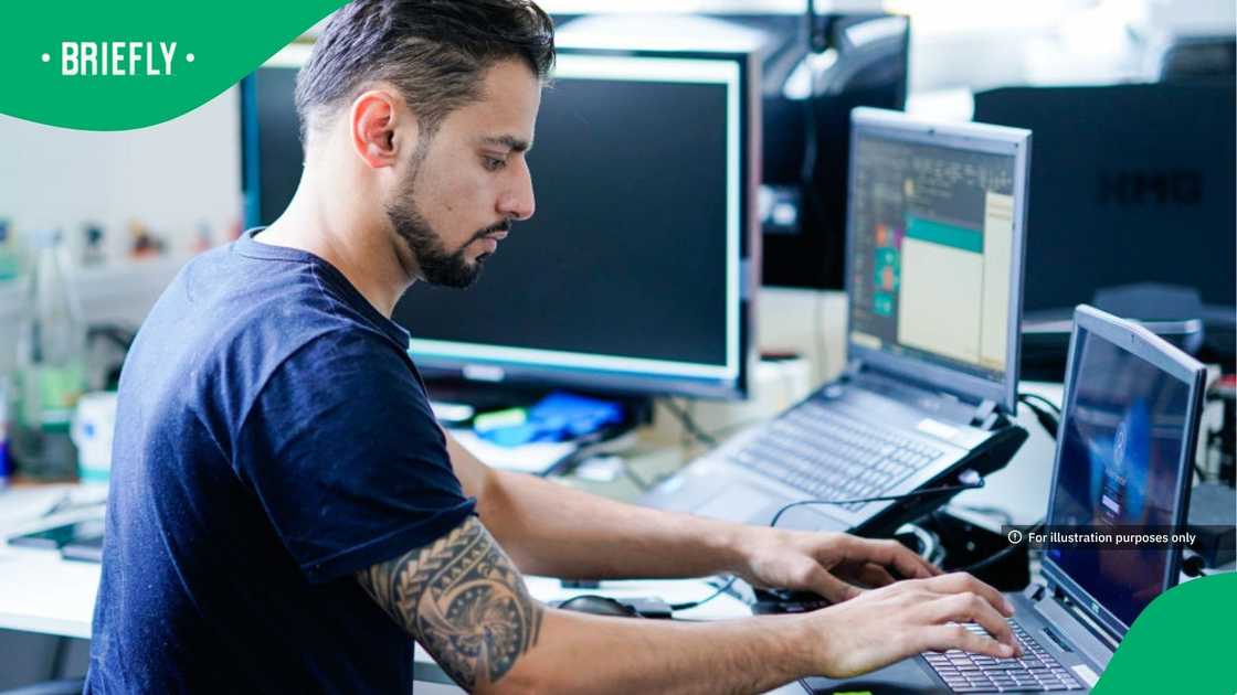 A man working on a computer