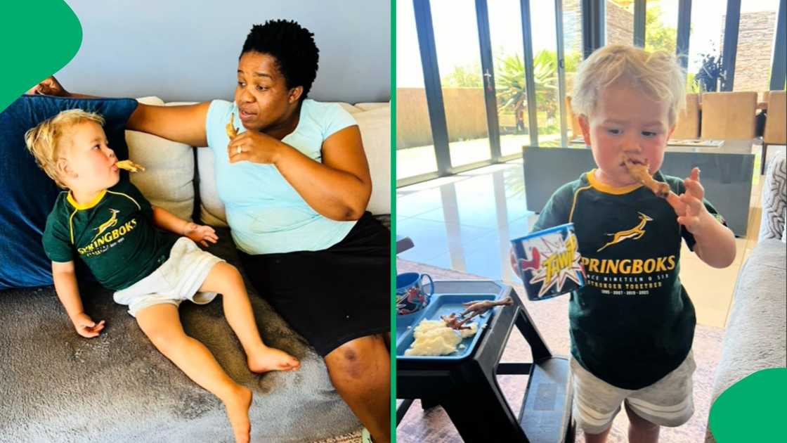 A TikTok user left SA entertained after sharing a video enjoying lunch with a toddler