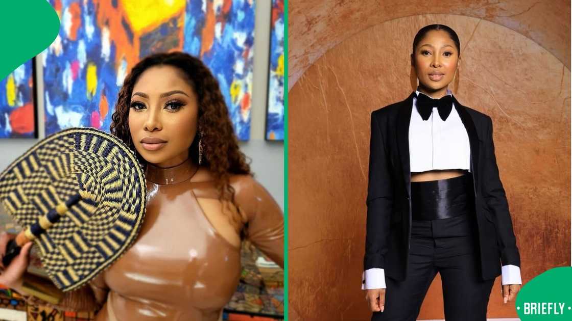 A woman showcased her striking resemblance to South African actress Enhle Mbali. A woman showcased her striking resemblance to South African actress Enhle Mbali.