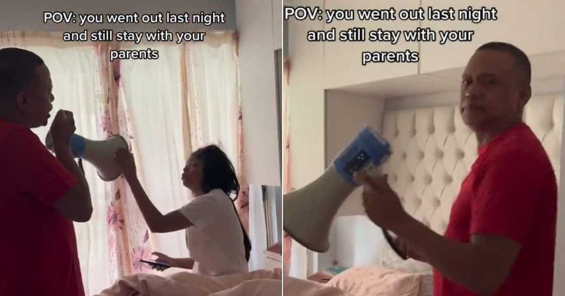 Dad wakes up daughter who was partying Dad wakes up daughter who was partying
