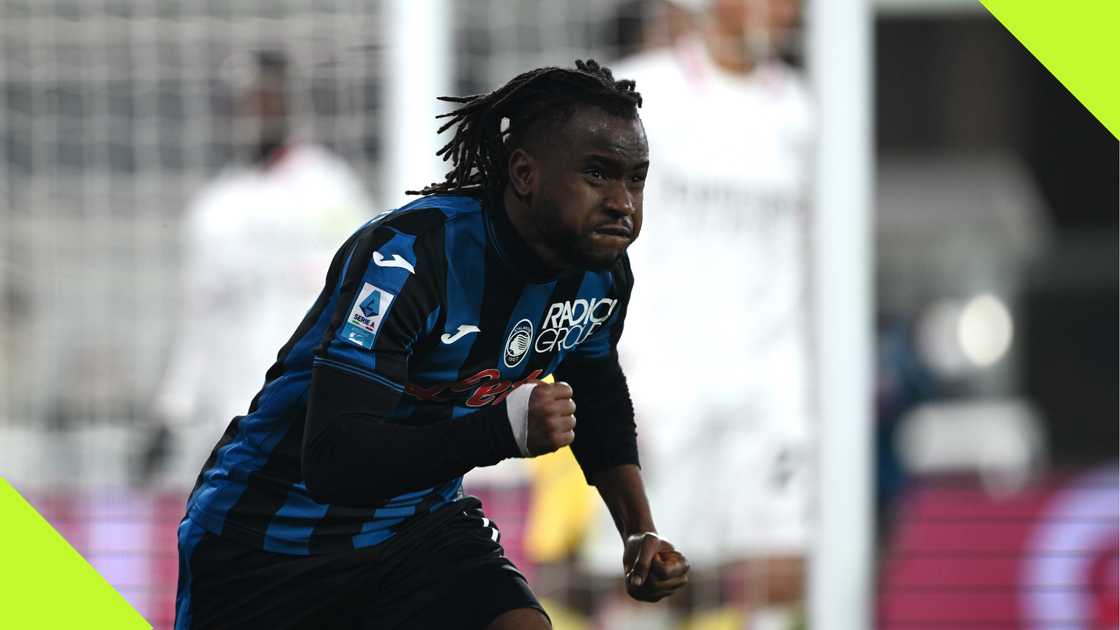 Ademola Lookman celebrates a goal for Atalanta