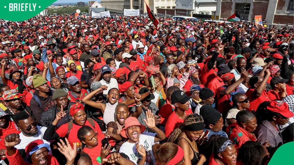 Julius Malema addressed EFF supporters outside the court