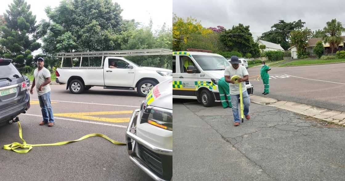 Motorist Stops to Help a Stuck Ambulance, Mzansi Is Super Impressed Motorist Stops to Help a Stuck Ambulance, Mzansi Is Super Impressed