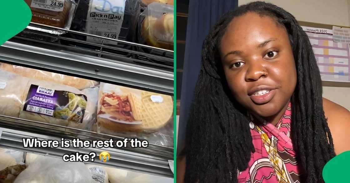 A woman shared a video showing half a cake at Pick n Pay A woman shared a video showing half a cake at Pick n Pay