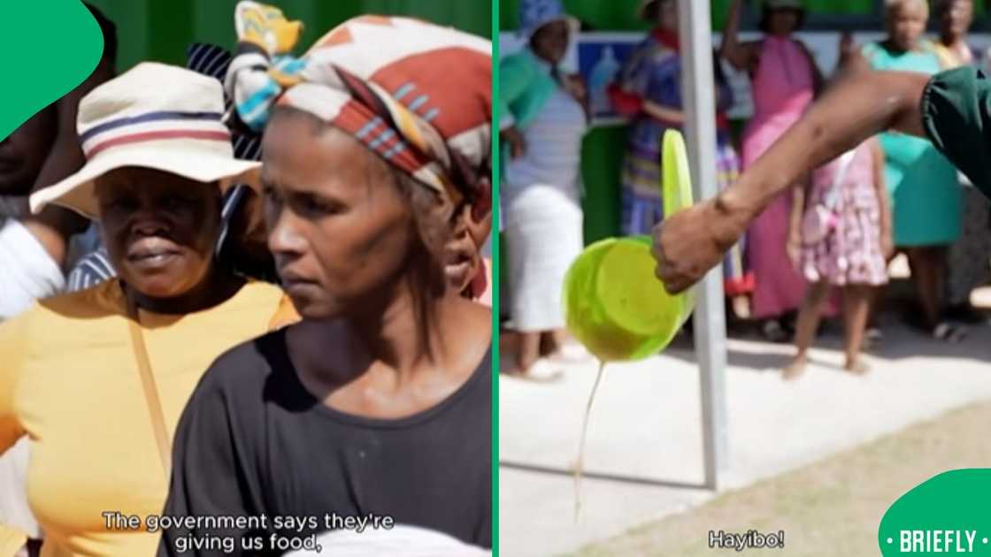 The community members on the right were shocked by the angry woman