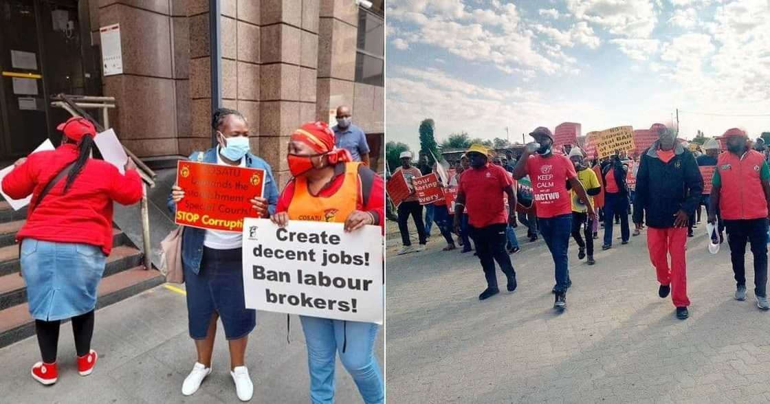 Cosatu has threatened to embark on a nationwide strike next month as they demand big salary increases. Image: Twitter Cosatu has threatened to embark on a nationwide strike next month as they demand big salary increases. Image: Twitter