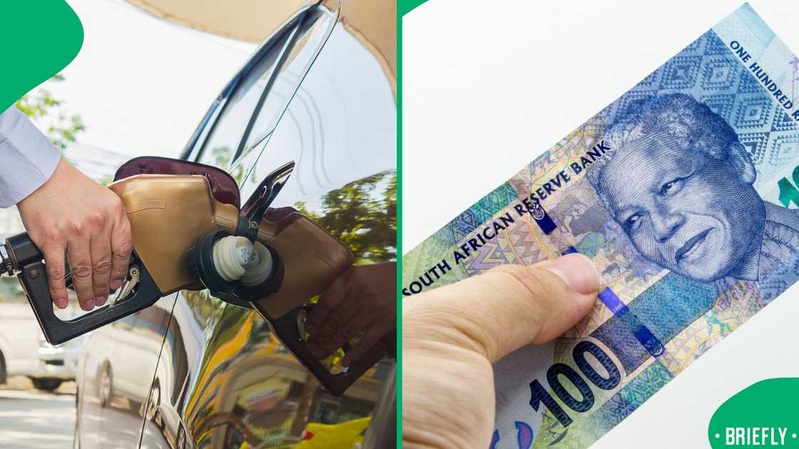 The visual on the right showed a R100 bank note to show the fuel price hike The visual on the right showed a R100 bank note to show the fuel price hike