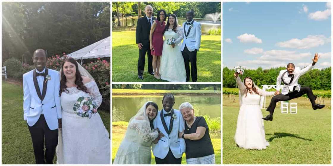 Overjoyed Black Man Celebrates Getting Married to His Oyinbo Lover, Their Wedding Pictures Get Many Talking Overjoyed Black Man Celebrates Getting Married to His Oyinbo Lover, Their Wedding Pictures Get Many Talking