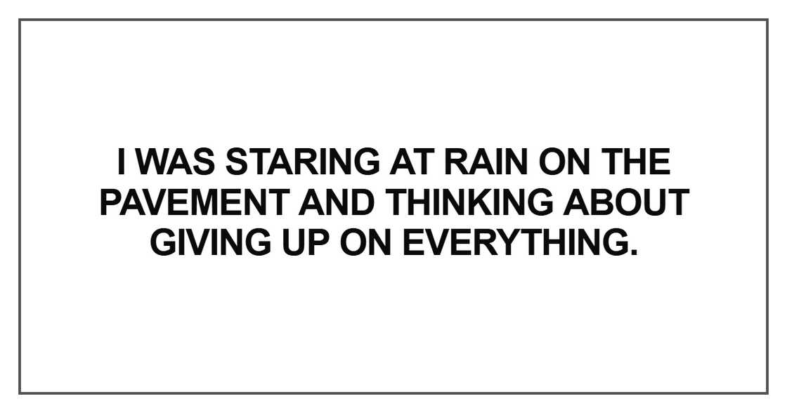 I was staring at rain on the pavement