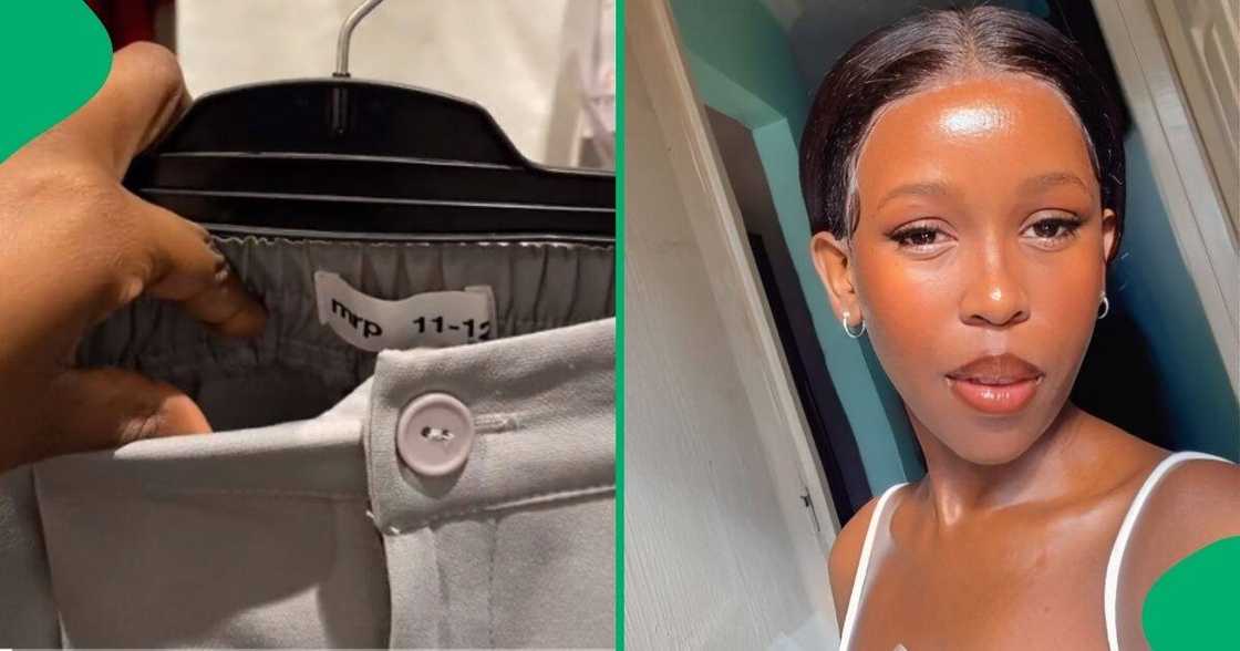 A woman showcased a stylish outfit she bought from the children's section of Mr Price A woman showcased a stylish outfit she bought from the children's section of Mr Price