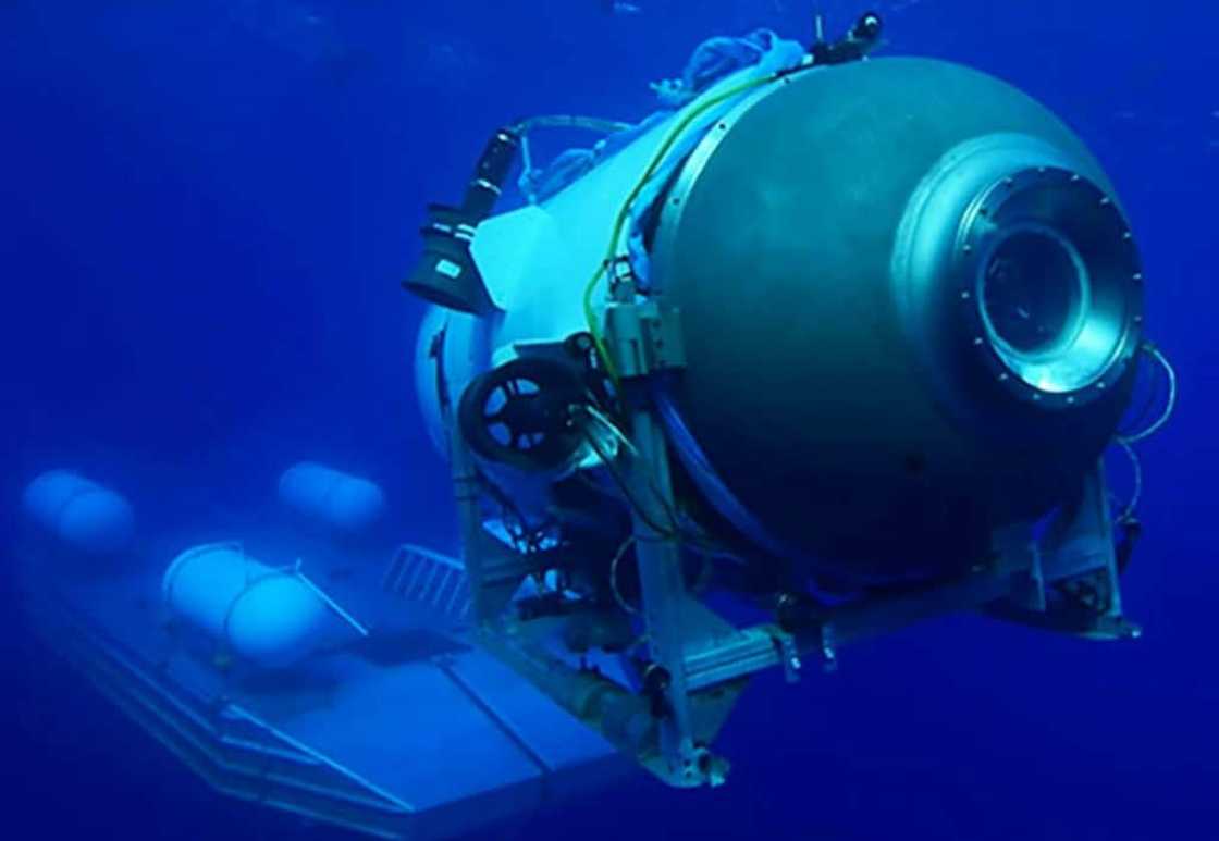 This undated image courtesy of OceanGate Expeditions, shows their Titan submersible launching from a platform