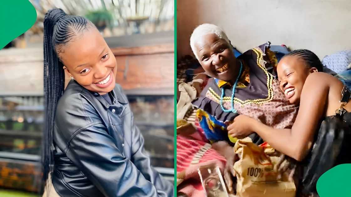 A woman reunited with her grandmother after two years.