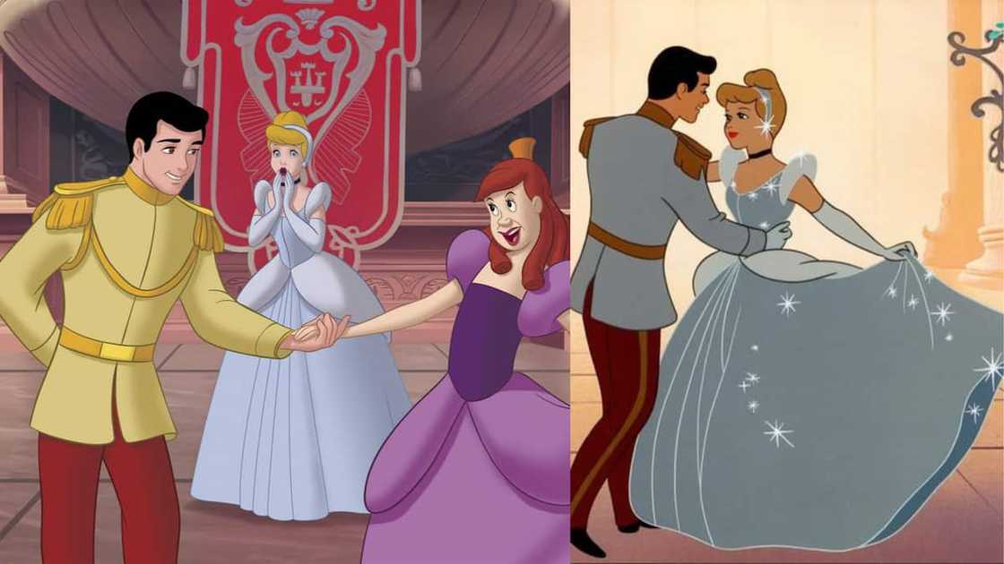 Prince Charming and Cinderella in Disney's Cinderella animated film Prince Charming and Cinderella in Disney's Cinderella animated film