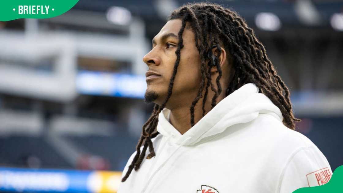 Isiah Pacheco at an NFL football game against the Los Angeles Chargers in 2024 Isiah Pacheco at an NFL football game against the Los Angeles Chargers in 2024