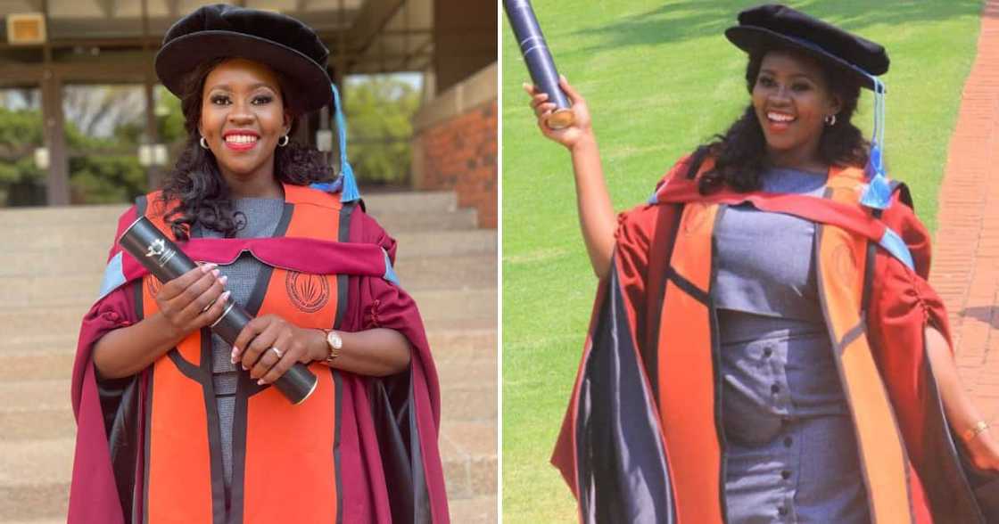 A Phd graduate who obtained her doctoral qualification is Communication and Media Studies is proud of her achievement A Phd graduate who obtained her doctoral qualification is Communication and Media Studies is proud of her achievement