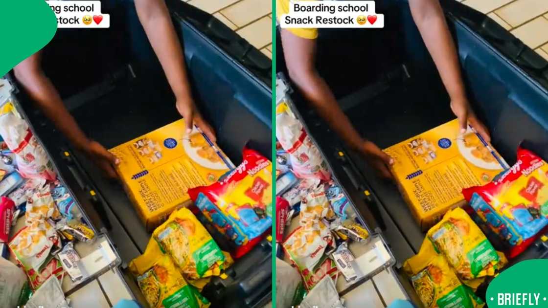 The visual on the right showed the container with groceries The visual on the right showed the container with groceries