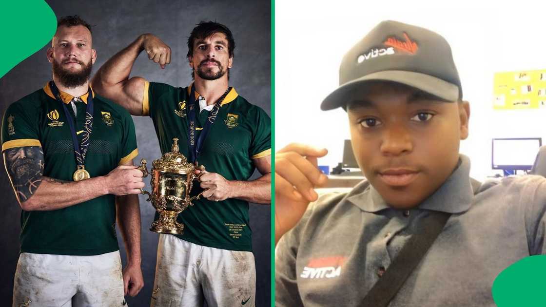 People cracked jokes about a man's photo with Eben Etzebeth and RG Snyman. People cracked jokes about a man's photo with Eben Etzebeth and RG Snyman.