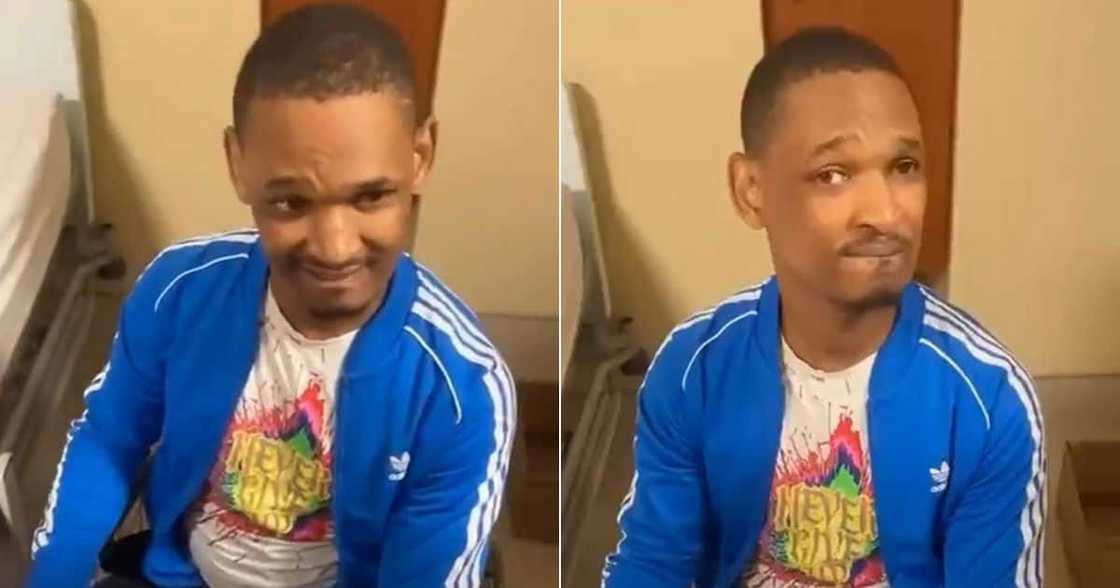 Sick man drinking Sick man drinking