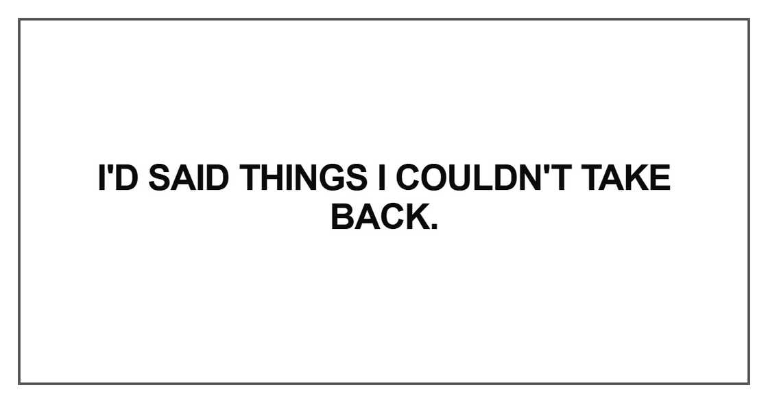 I'd said things I couldn't take back I'd said things I couldn't take back