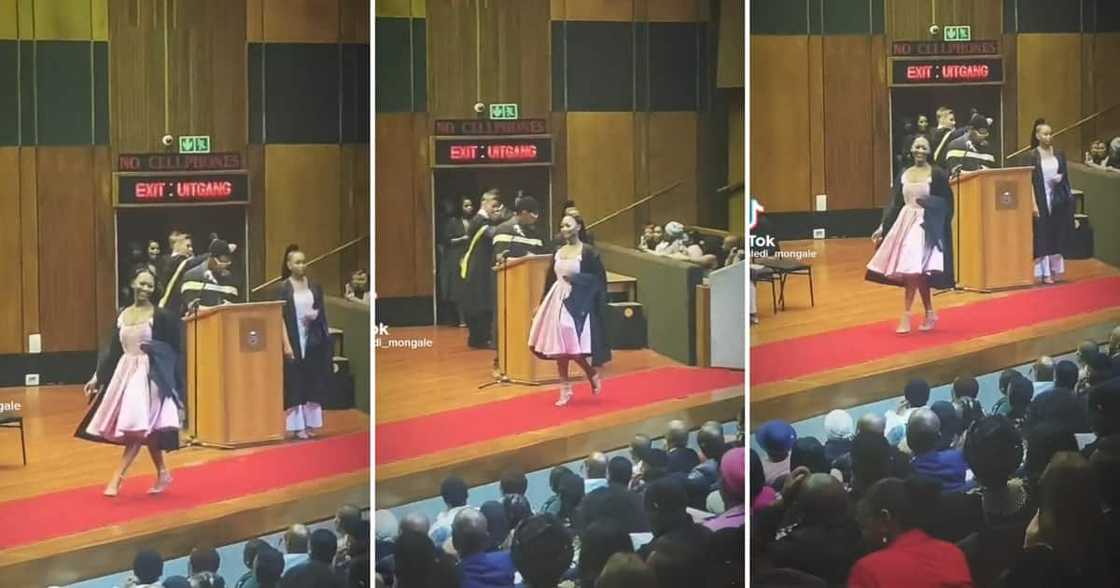 A gorgeous Pretoria graduate catwalked on stage to collect her degree A gorgeous Pretoria graduate catwalked on stage to collect her degree