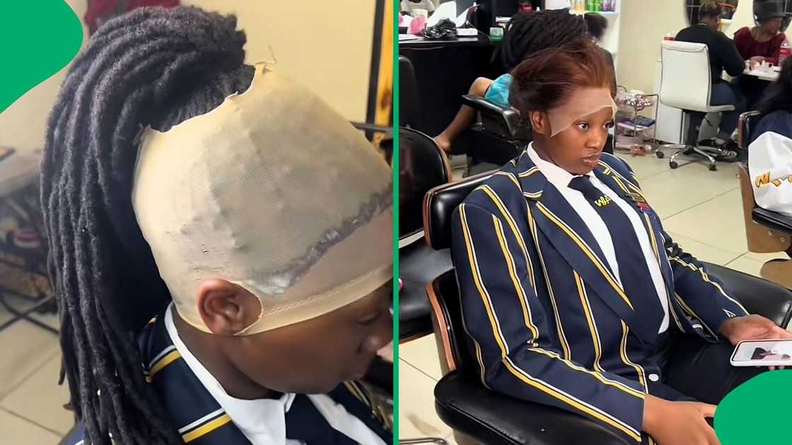 A hairstylist showed off how she installed a wig over long dreadlocks. A hairstylist showed off how she installed a wig over long dreadlocks.