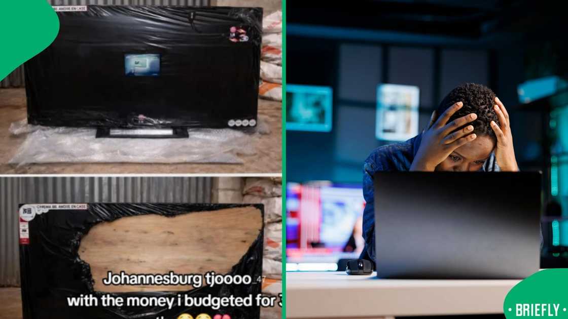 The visual on the right showed a disappointed man