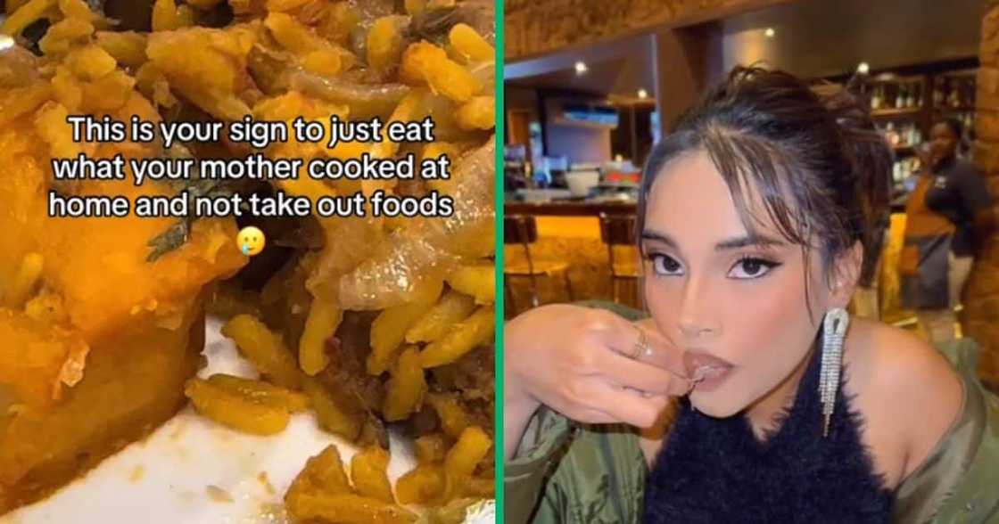A Durban TikTok user found a worm in a meal she ordered from one of the city's takeouts. A Durban TikTok user found a worm in a meal she ordered from one of the city's takeouts.