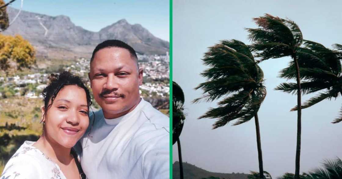 A woman and her husband captured a TikTok video of them having fun during the bad weather in Cape Town. A woman and her husband captured a TikTok video of them having fun during the bad weather in Cape Town.
