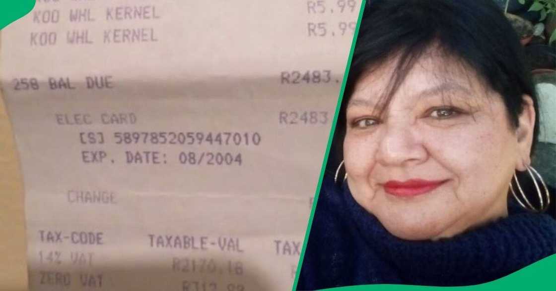 A woman showed a till slip from 20 years ago. A woman showed a till slip from 20 years ago.