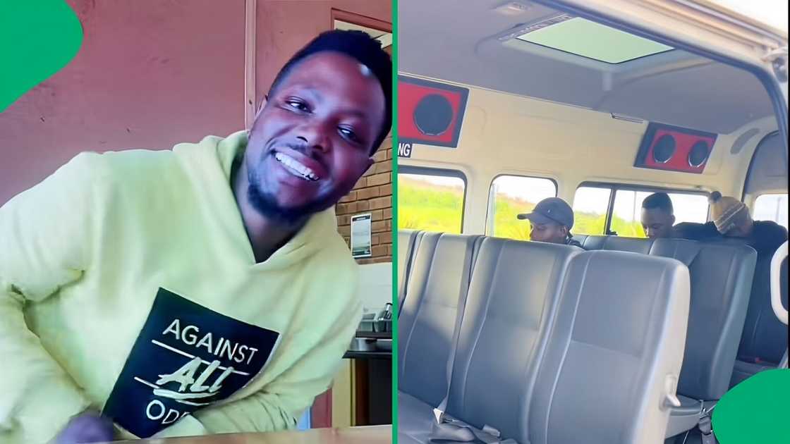 A TikTok video shows a man pranking people in the taxi.