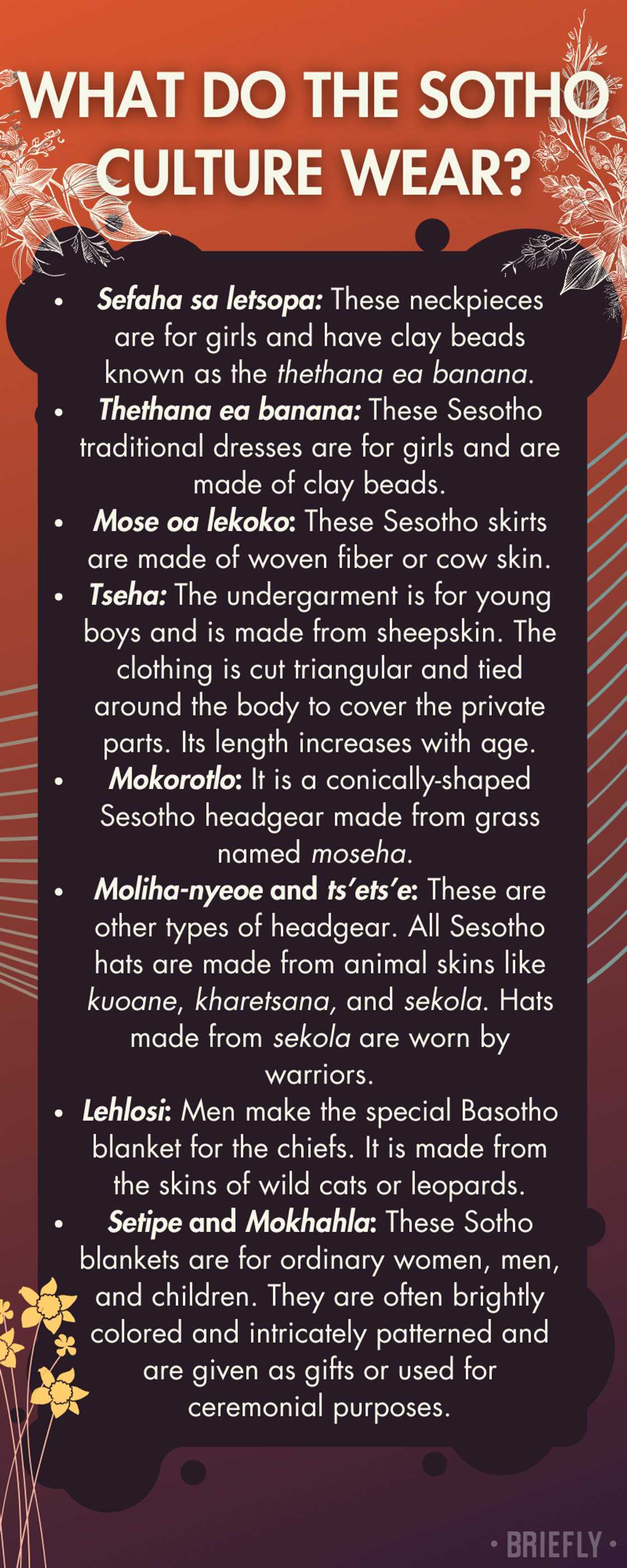 Sotho culture, traditions, food, traditional attire, dance and values Sotho culture, traditions, food, traditional attire, dance and values