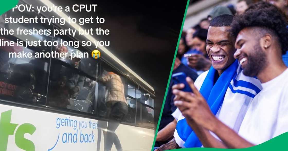 CPUT students hilariously boarded the shuttle via windows, leaving the internet in laughter. CPUT students hilariously boarded the shuttle via windows, leaving the internet in laughter.