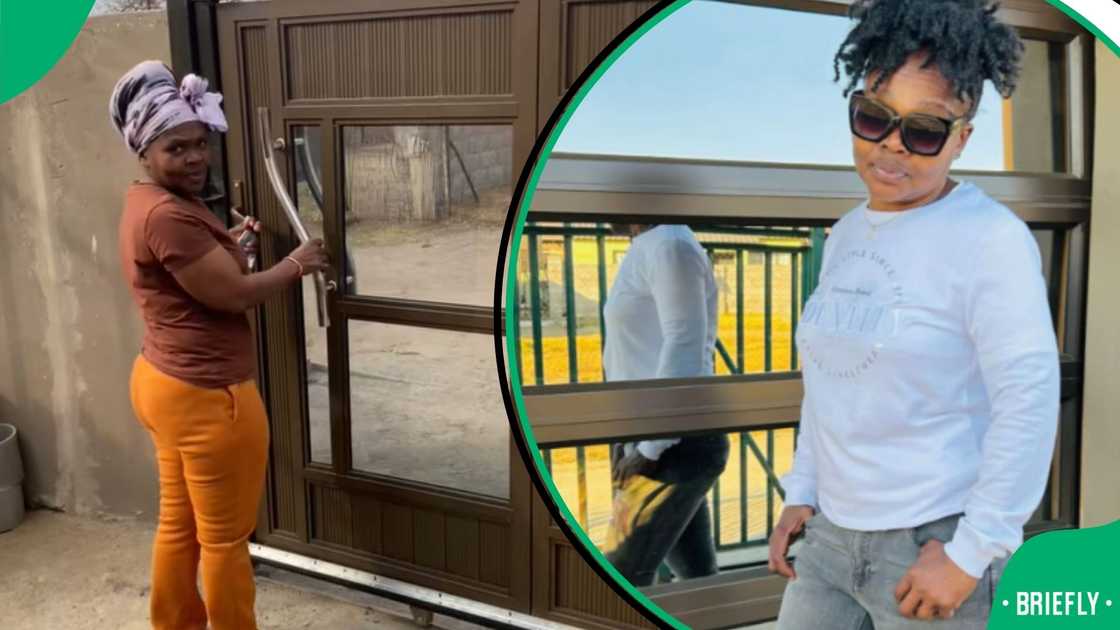 Lady shows off washing line Lady shows off washing line