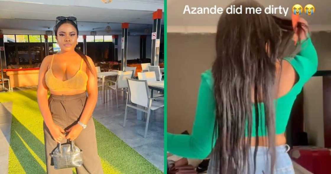 Woman shows her poor quality R3.5K wig Woman shows her poor quality R3.5K wig
