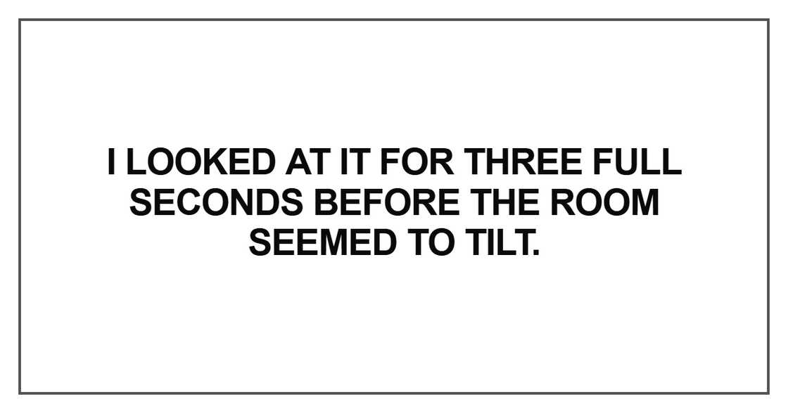 I looked at it for three full seconds before the room