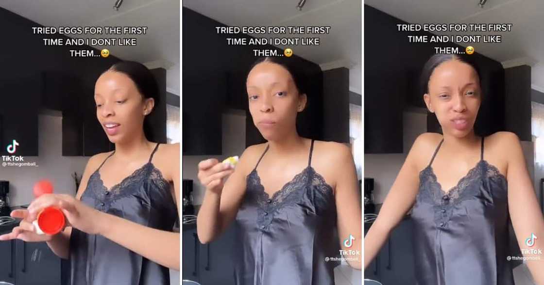 A young lady stunned most Mzansi peeps by trying out an egg for the first time.