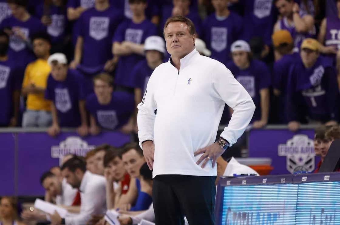 Bill Self of the Kansas Jayhawks looks on as Kansas plays the TCU Horned Frogs Bill Self of the Kansas Jayhawks looks on as Kansas plays the TCU Horned Frogs