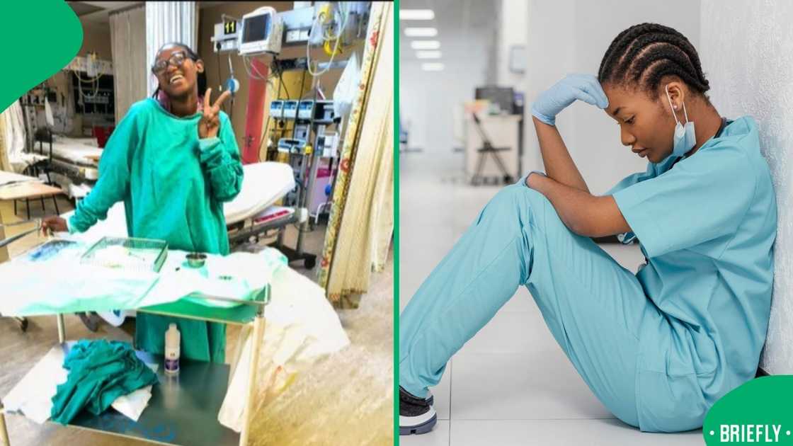 The image on the right on the right captured a stressed doctor