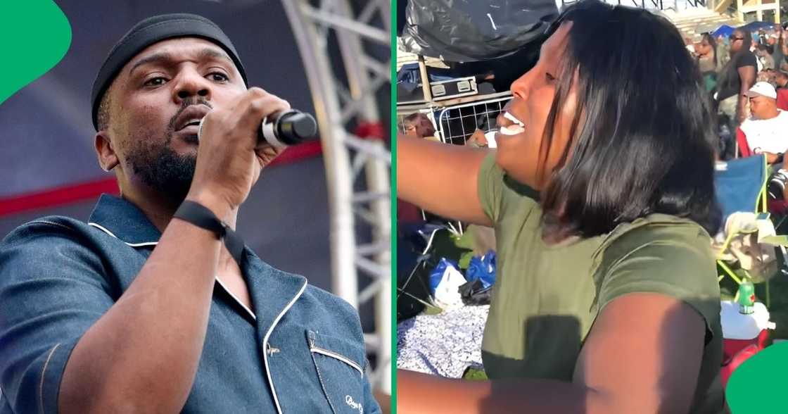 A woman was head over heels when her favourite artist, Nathi Mankayi performed.