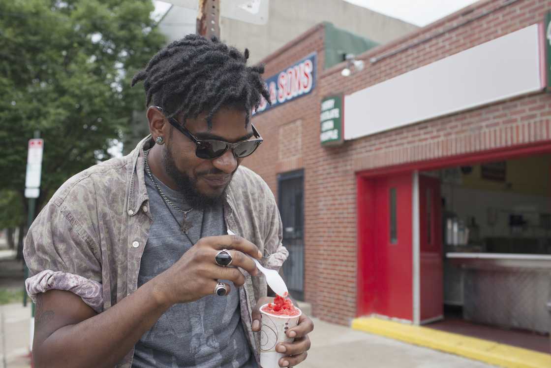A man eating ice cream